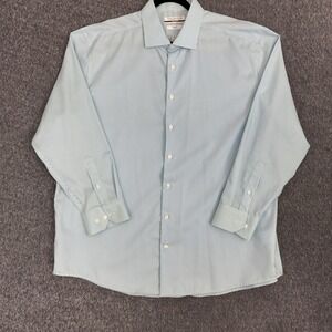 Michael Strahan Regular Fit Stretch Dress Shirt Blue‎ Check XXL 18-18.5